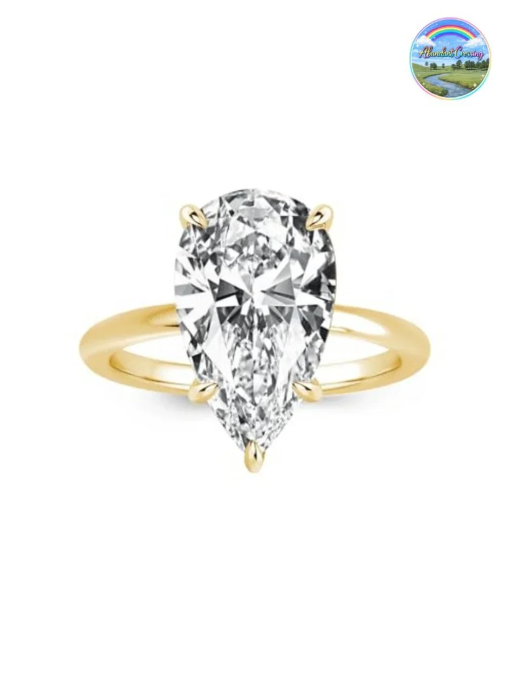 4.0ct Elongated Pear Sterling Silver Promise Ring AAAAA Cubic Zirconia Solitaire